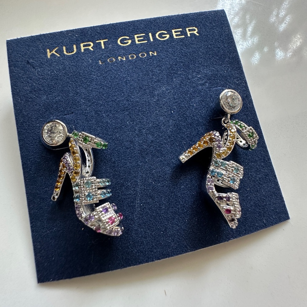 Kurt Geiger Multicolor Crystal Shoe Earrings